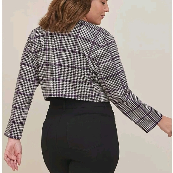 Women's size 3 Studio Double Knit Cropped Collarless Jacket - Picture 4 of 9